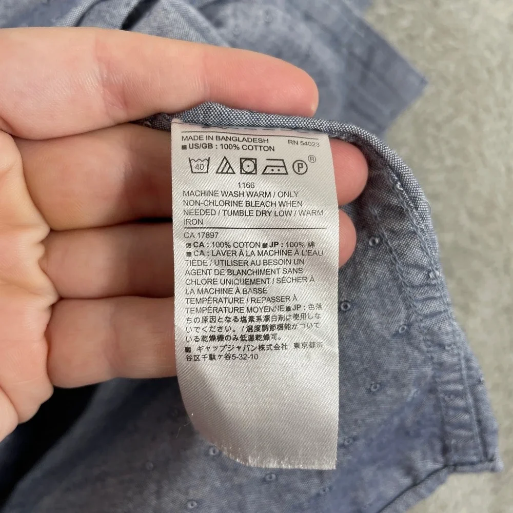 Banana Republic Button Down Shirt Mens Medium Blue Stretch Soft Wash Slim Dobby